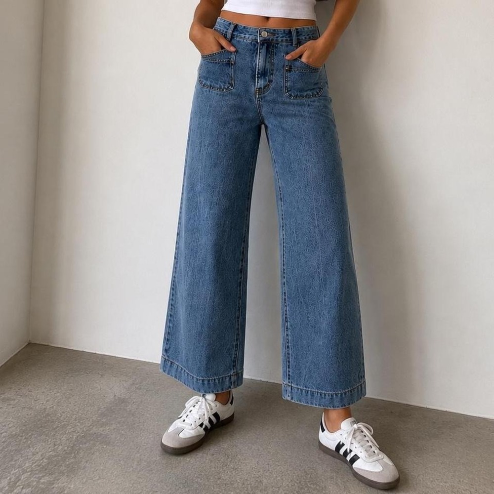 Korean Wide Leg Jeans 26 Structured Minimalist‎ Denim Made In Korea